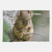 賢い茶色のリス - 森の動物 キッチンタオル (横)