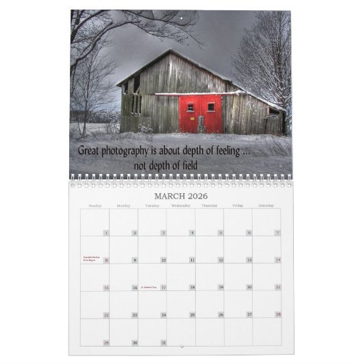 賢い言葉と写真 カレンダー (3月 2026)