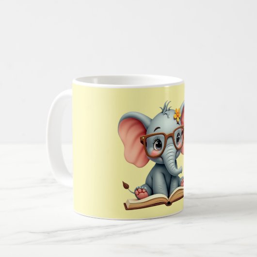 賢い赤ちゃん象 コーヒーマグカップ (正面左)