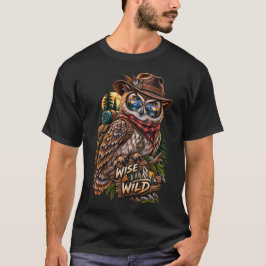 賢くワイルドなフクロウのハイカー グラフィックTシャツ Tシャツ