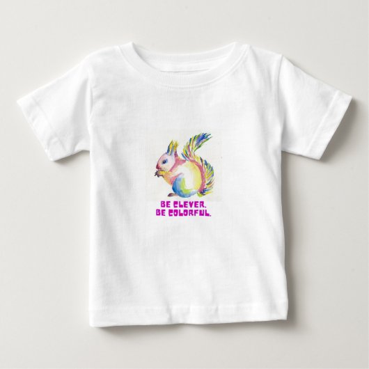 賢く輝け - 水彩リス ベビーTシャツ (正面)