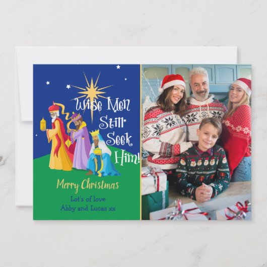 賢パーソナライズされた者は今でも彼にクリスマスを求める シーズンカード (正面)