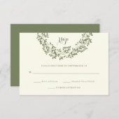 賢人およびアイボリーの素朴な植物のリースRSVP 出欠カード (正面/裏面)