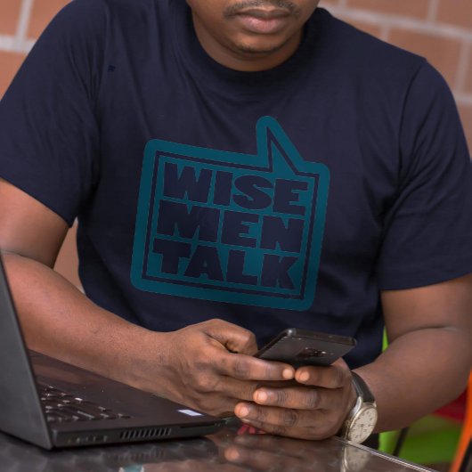 "賢人が話す"メンズ引用文ティール（緑がかった色）ブルーTシャツ Tシャツ