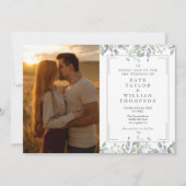 賢人と薄紫フローラ写真すべて結婚の 招待状 (正面)