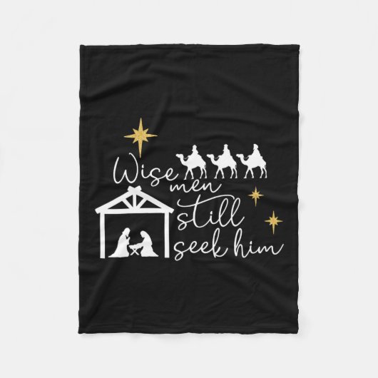 賢人はまだキリスト教の聖降誕祭イエスを求めている フリースブランケット (正面)