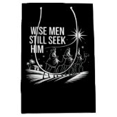 賢人はまだキリスト教の聖降誕祭イエスを求めている ミディアムペーパーバッグ (正面)