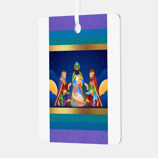 賢人はベビー・イエスを訪れる メタルオーナメント (正面左)