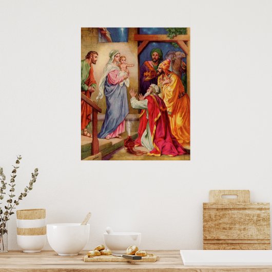 賢人クリスチャン・クリスマスアートの大規模な訪問 ポスター (キッチン)