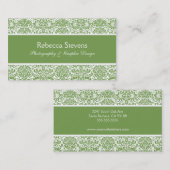 賢明で、白いダマスク織の名刺 名刺 (正面/裏面)