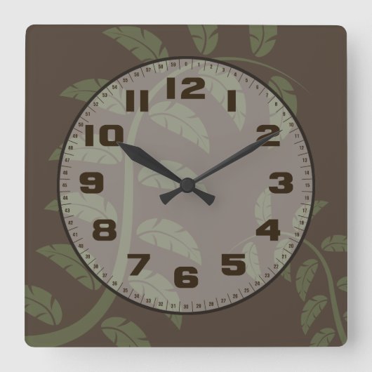 賢明なつる植物 スクエア壁時計 (正面)