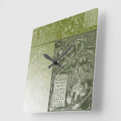 賢明なオリーブ スクエア壁時計 (傾斜)