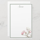 賢明なマグノリアのパーソナライズな静止した 便箋 (正面/裏面)