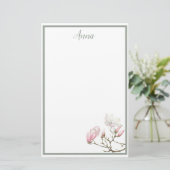 賢明なマグノリアのパーソナライズな静止した 便箋 (スタンド正面)