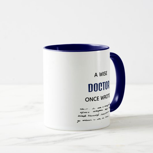 賢明な医者に一度仕書事おもしろいノベルティ マグカップ (正面右)