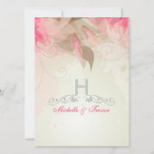 賢明な及びピンクの花のフォーマルな結婚式招待状 招待状 (裏面)