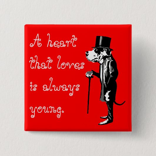 賢明な犬の大ダネさん 缶バッジ (正面)