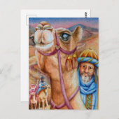 賢者がラクダを見る星の水彩画 ポストカード (正面/裏面)