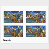 賢者と共にのキリストの生誕の場面 クリスマス ホリデー 長方形シール (シート)