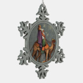 賢者、ラクダのヴィンテージの芸術の雪片のオーナメント スノーフレークピューターオーナメント (左)