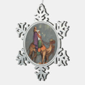 賢者、ラクダのヴィンテージの芸術の雪片のオーナメント スノーフレークピューターオーナメント (右)