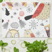 質のおもしろいなフクロウ キッチンタオル (折り畳み)