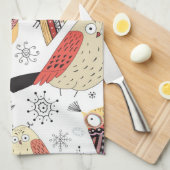 質のおもしろいなフクロウ キッチンタオル (四つ折り)