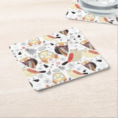 質のおもしろいなフクロウ スクエアペーパーコースター (アングル)