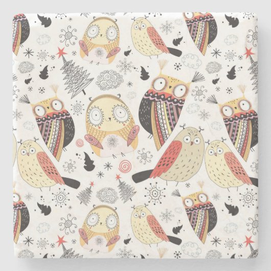 質のおもしろいなフクロウ ストーンコースター (正面)