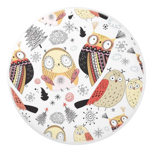 質のおもしろいなフクロウ セラミックノブ (正面)