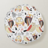 質のおもしろいなフクロウ ラウンドクッション (裏面)