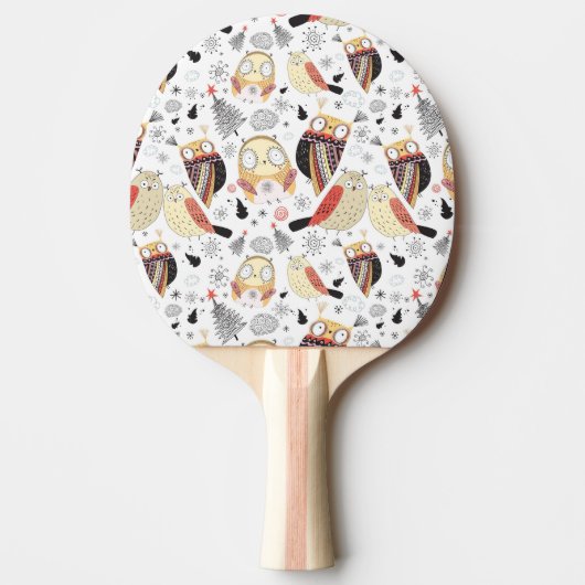 質のおもしろいなフクロウ 卓球ラケット (正面)