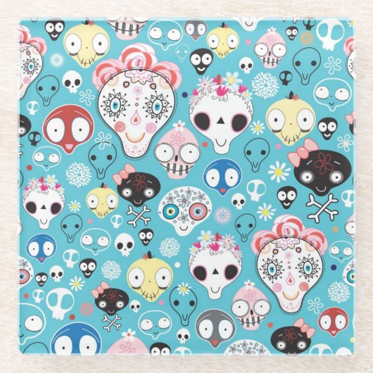 質の笑うスカル ガラスコースター (正面)