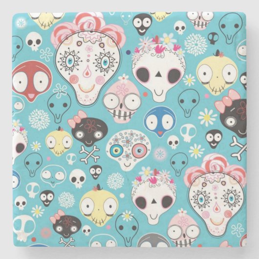 質の笑うスカル ストーンコースター (正面)