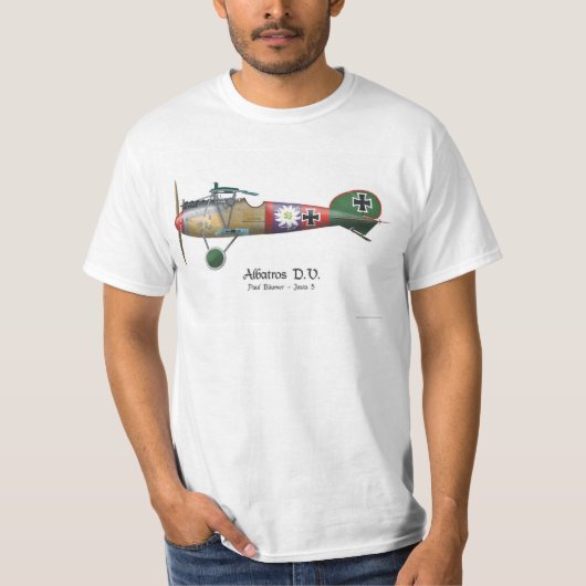 質のAlbatros D.V. ww1のドイツの戦闘機のエース Tシャツ (正面)