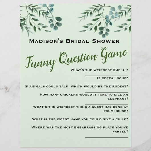 質問ゲおもしろいームブライダルシャワー (正面)