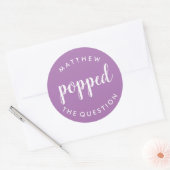 質問ステッカーLavender Purpleポップ ラウンドシール (封筒)