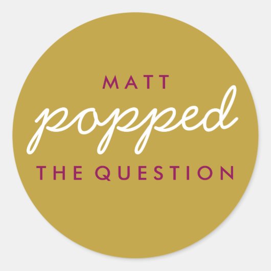 質問ポップコーンウェルカムバッグマゼンタ ラウンドシール (正面)