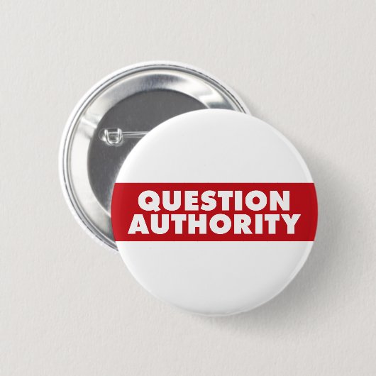 質問権限-赤! 缶バッジ (正面&裏面)