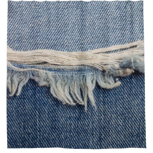 質感がジーンズの背景を裂いた。 シャワーカーテン (正面)