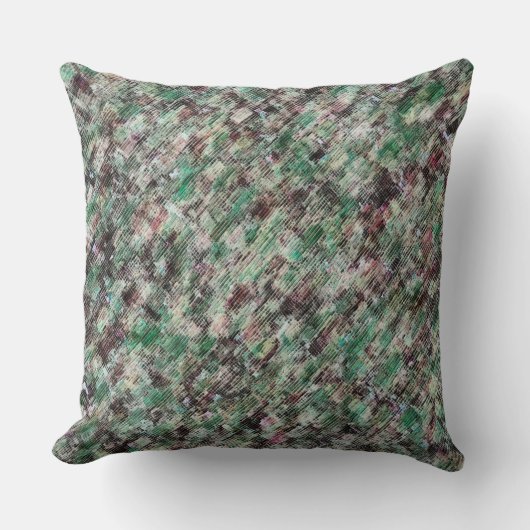 質感に染まったミントと少しレリーフ、 浮き彫りの茶色 クッション (正面)