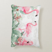 質感のあるバックグロの熱帯植物のフラミンゴ アクセントクッション (裏面(縦))