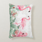 質感のあるバックグロの熱帯植物のフラミンゴ アクセントクッション (正面(垂直))