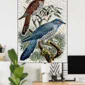 質感のあるポスターに描かれた二色のカッコウ鳥 ポスター (ホームオフィス)