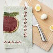 質感のあるリンゴ（ミント） キッチンタオル (四つ折り)