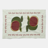 質感のあるリンゴ（ミント） キッチンタオル (横)