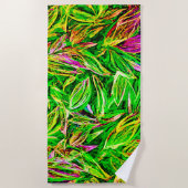 質感のあるリーフガーデンアート ビーチタオル (正面)