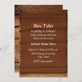 質感のある古い木材"オフから大学"招待状 招待状 (正面/裏面)