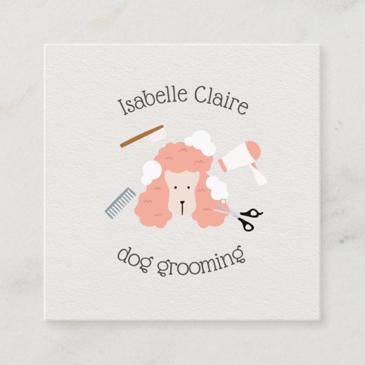 質感のある名刺ヴィンテージレトロドッググルーミング スクエア名刺 (正面)