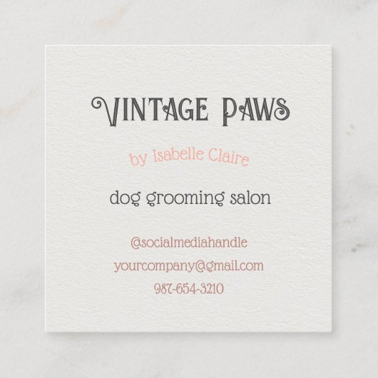 質感のある名刺ヴィンテージレトロドッググルーミング スクエア名刺 (裏面)